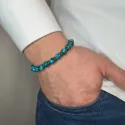 BRANSOLETKA MĘSKA DLA NIEGO TURKUS HEMATYT OCHRONA HARMONIA